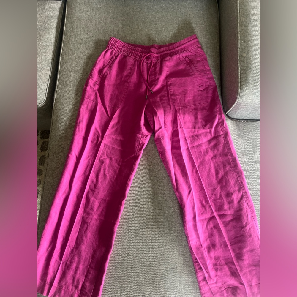 ATHLETA RETREAT LINEN HIGH RISE WIDE LEG PANT